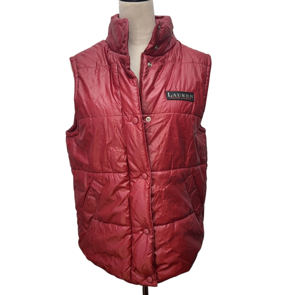 Vintage Lauren Ralph Lauren Red Puffer Vest 90s Y2K Hong Kong Size S Oversized